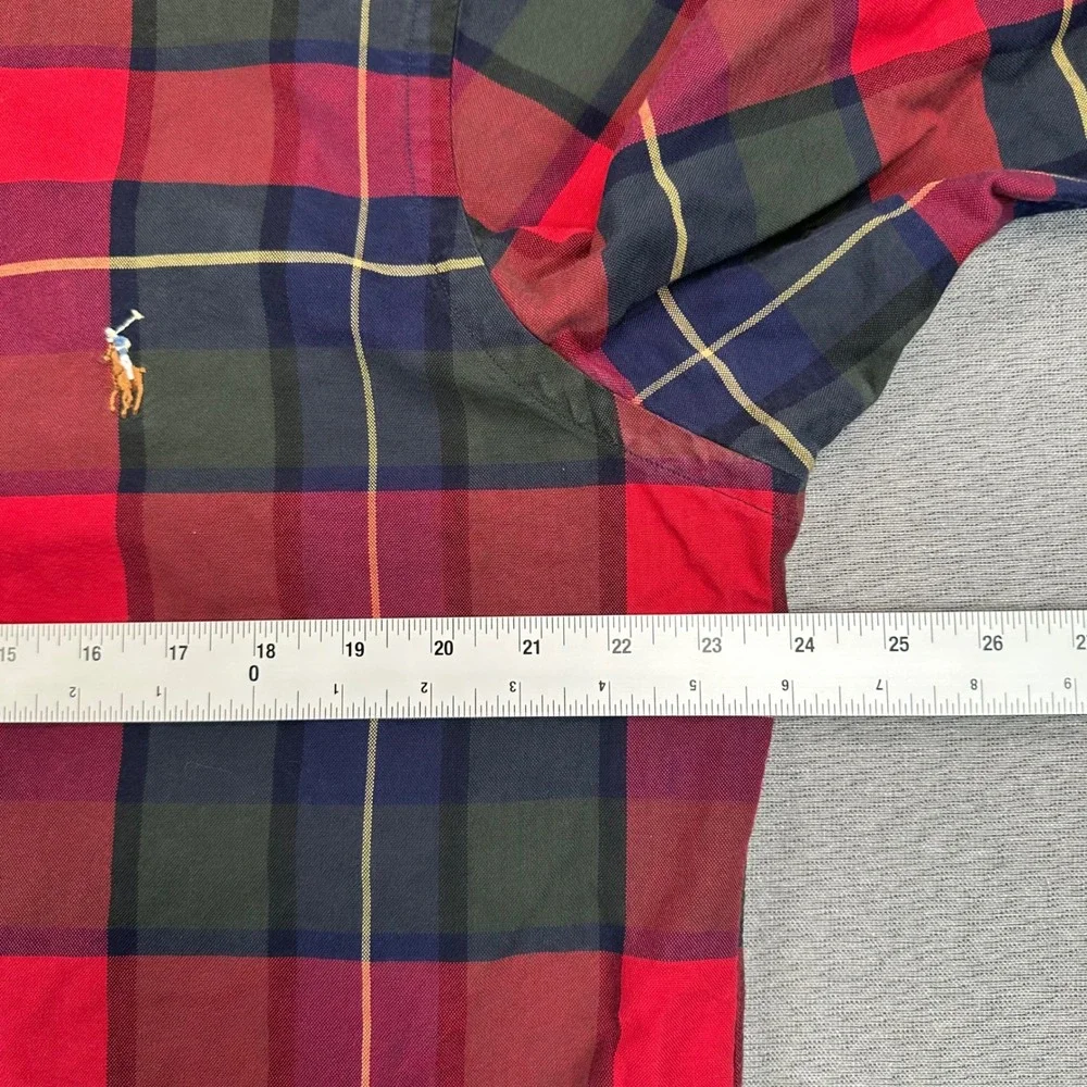 Polo Ralph Lauren Shirt Mens Large Classic Fit Red Green Plaid Button Down
